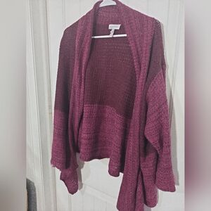 🍷 Fashion Bug Burgundy Open Knit Cardigan Sweater | 2X | Cozy Layering